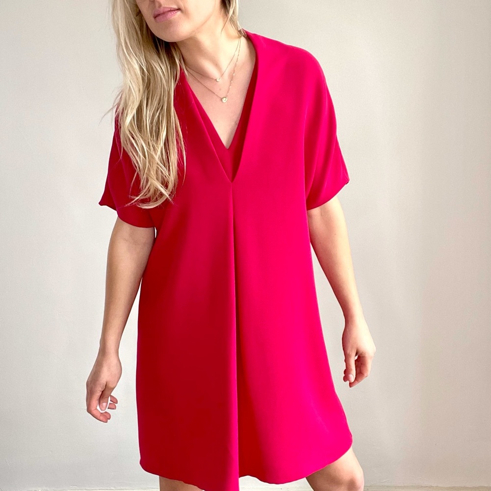 Vince Pink Magenta Short Sleeve Shift Dress Small